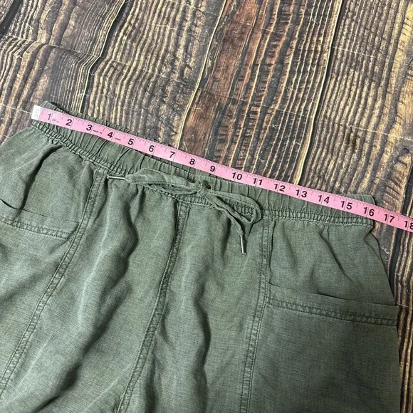 Splendid Women's Gia Drawstring Straight Leg Linen Blend Crop Pants Olive Medium - Picture 6 of 9